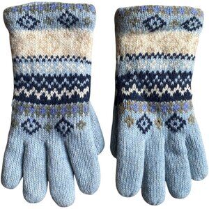 NWOT Fair Isle Wool Blend Fleece Lined Gloves Warm Winter Countryside Nordic-OS